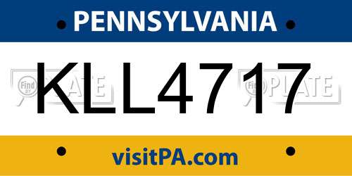 KLL4717 Pennsylvania License Plate
