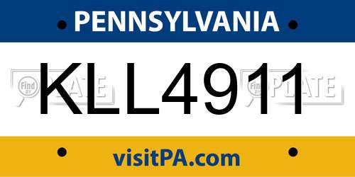 KLL4911 Pennsylvania License Plate