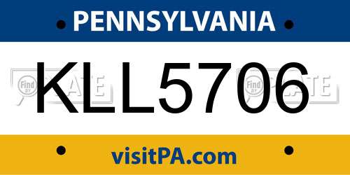 KLL5706 Pennsylvania License Plate