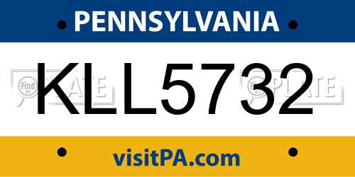KLL5732 Pennsylvania License Plate