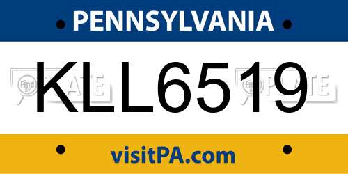 KLL6519 Pennsylvania License Plate