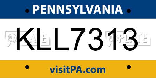 KLL7313 Pennsylvania License Plate
