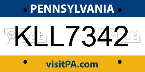 KLL7342 Pennsylvania License Plate