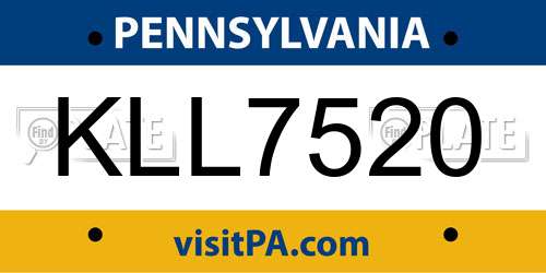 KLL7520 Pennsylvania License Plate