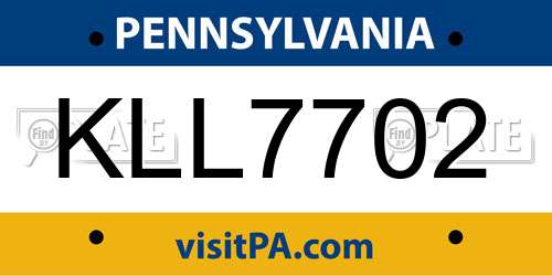 KLL7702 Pennsylvania License Plate
