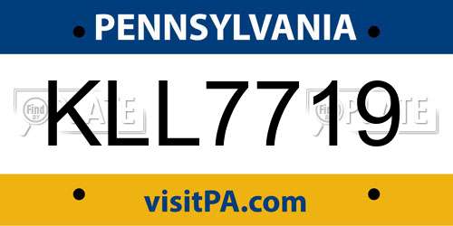 KLL7719 Pennsylvania License Plate