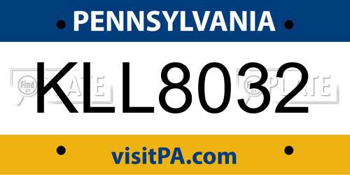KLL8032 Pennsylvania License Plate