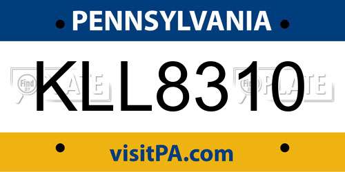 KLL8310 Pennsylvania License Plate