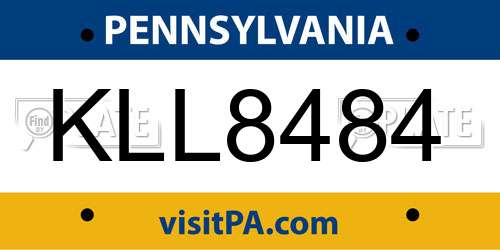 KLL8484 Pennsylvania License Plate