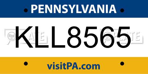 KLL8565 Pennsylvania License Plate