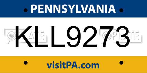KLL9273 Pennsylvania License Plate