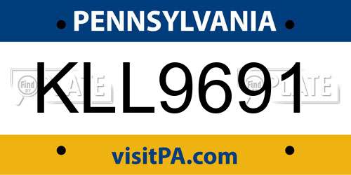 KLL9691 Pennsylvania License Plate