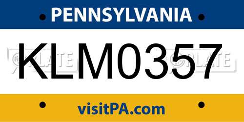 KLM0357 Pennsylvania License Plate
