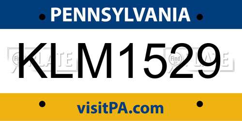 KLM1529 Pennsylvania License Plate