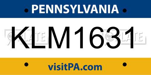 KLM1631 Pennsylvania License Plate