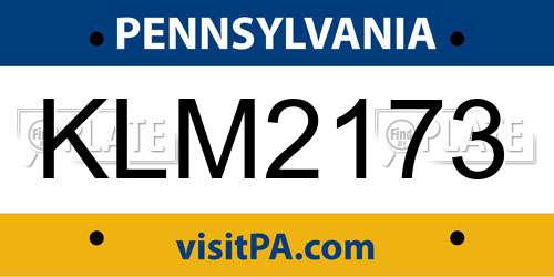 KLM2173 Pennsylvania License Plate