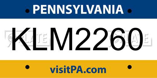 KLM2260 Pennsylvania License Plate