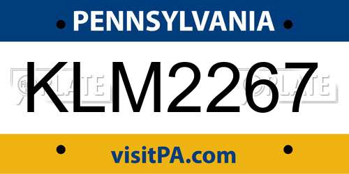 KLM2267 Pennsylvania License Plate