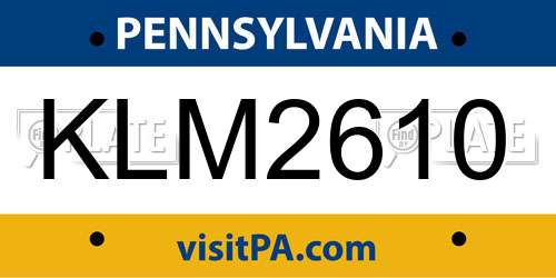 KLM2610 Pennsylvania License Plate