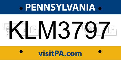 KLM3797 Pennsylvania License Plate