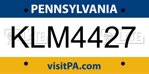 KLM4427 Pennsylvania License Plate