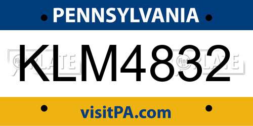 KLM4832 Pennsylvania License Plate