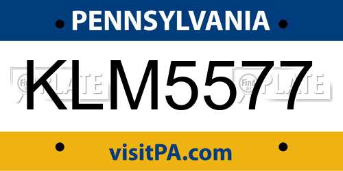 KLM5577 Pennsylvania License Plate