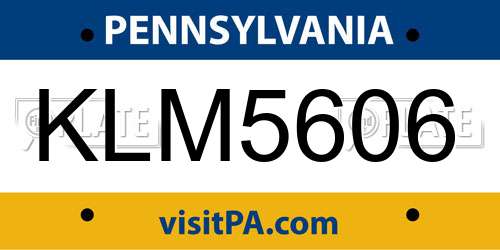 KLM5606 Pennsylvania License Plate