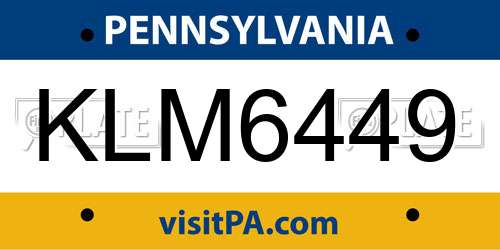 KLM6449 Pennsylvania License Plate