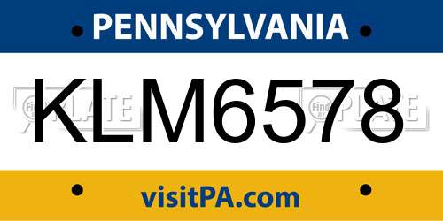 KLM6578 Pennsylvania License Plate