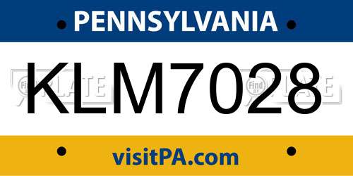KLM7028 Pennsylvania License Plate