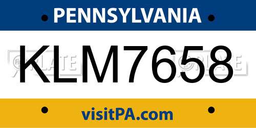 KLM7658 Pennsylvania License Plate