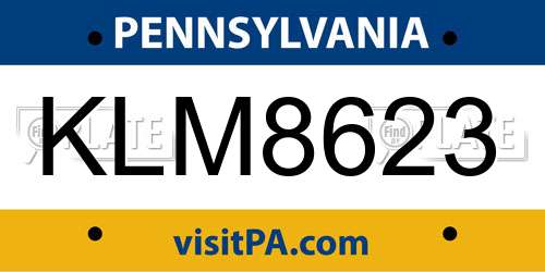 KLM8623 Pennsylvania License Plate