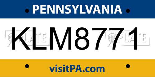KLM8771 Pennsylvania License Plate