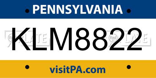 KLM8822 Pennsylvania License Plate