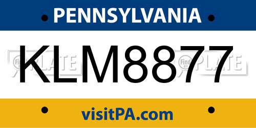KLM8877 Pennsylvania License Plate