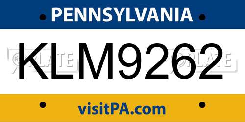 KLM9262 Pennsylvania License Plate