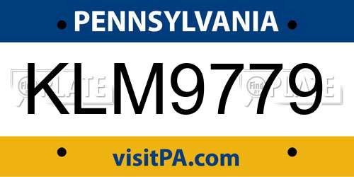 KLM9779 Pennsylvania License Plate