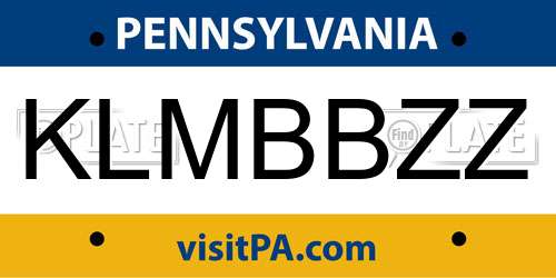 KLMBBZZ Pennsylvania License Plate