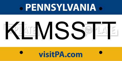 KLMSSTT Pennsylvania License Plate