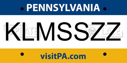 KLMSSZZ Pennsylvania License Plate