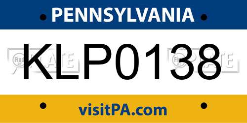 KLP0138 Pennsylvania License Plate