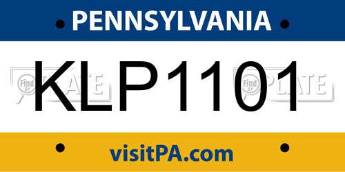 KLP1101 Pennsylvania License Plate