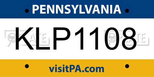 KLP1108 Pennsylvania License Plate