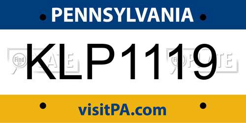 KLP1119 Pennsylvania License Plate