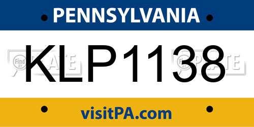 KLP1138 Pennsylvania License Plate
