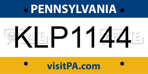 KLP1144 Pennsylvania License Plate