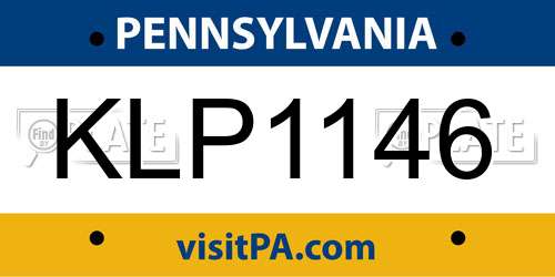 KLP1146 Pennsylvania License Plate