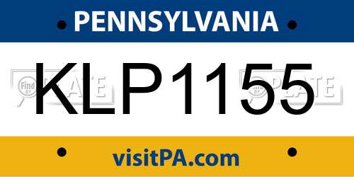 KLP1155 Pennsylvania License Plate