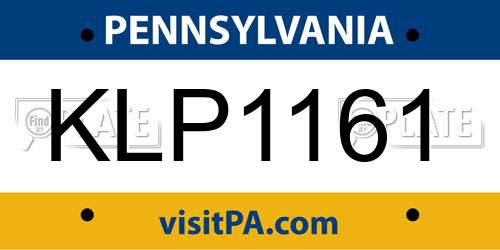 KLP1161 Pennsylvania License Plate
